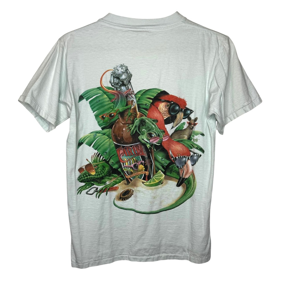 Vintage Caribbean Soul T Shirt Mens Medium Mint Green Tropical‎ Cola Graphic 90s